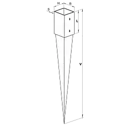 Kotvící hrot čtvercový 50x50x600