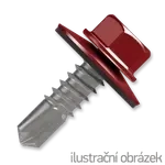 Šroub samovrtný (farmářský) 4,8x35 s podložkou EPDM (RAL 3011) červená dřevo/plech