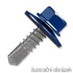 Šroub samovrtný (farmářský) 4,8x35 s podložkou EPDM (RAL 5010) modrá dřevo/plech