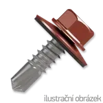 Šroub samovrtný (farmářský) 4,8x35 s podložkou EPDM (RAL 8004) hnědá dřevo/plech