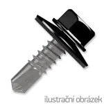 Šroub samovrtný (farmářský) 4,8x35 s podložkou EPDM (RAL 9005) černá dřevo/plech